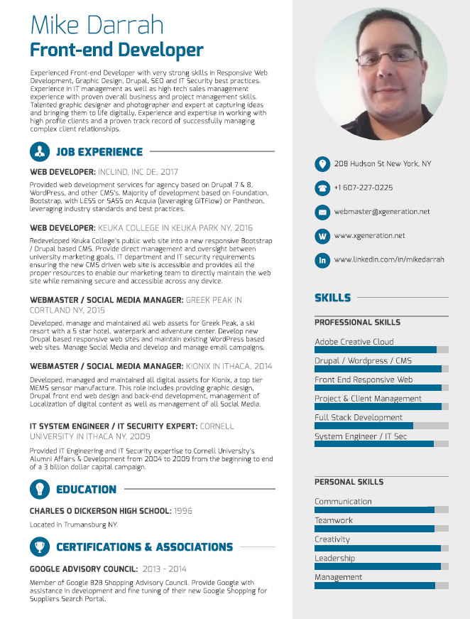 Resume - Mike Darrah, Drupal focused Front-end Developer